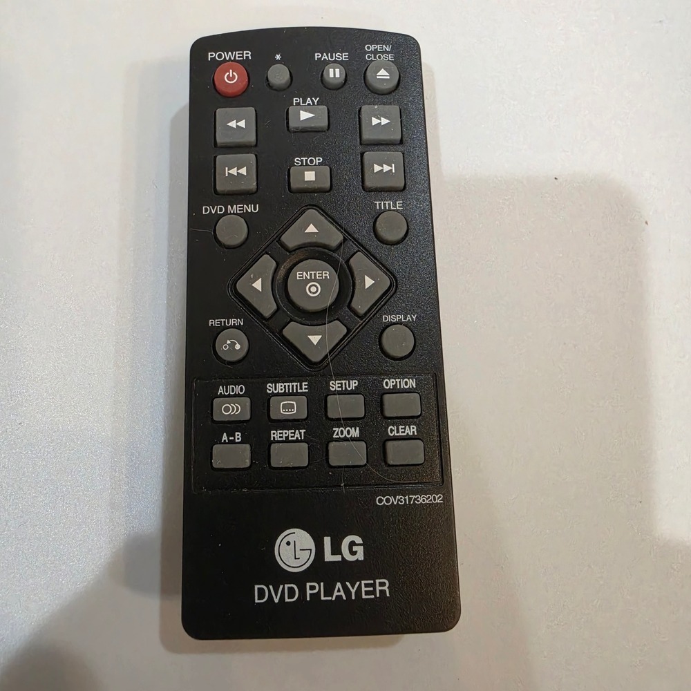 LG DVD Player Remote COV31736202 Black Good and Tested OEM Replacement Control